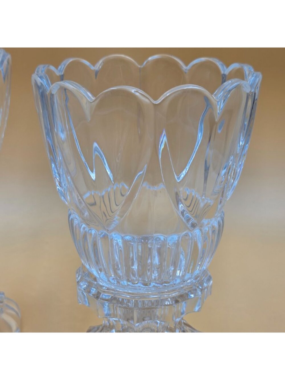 Shannon Crystal Godinger Heart Hurricane Candle Holders Set of 2 Lead Crystal - Picture 3 of 8